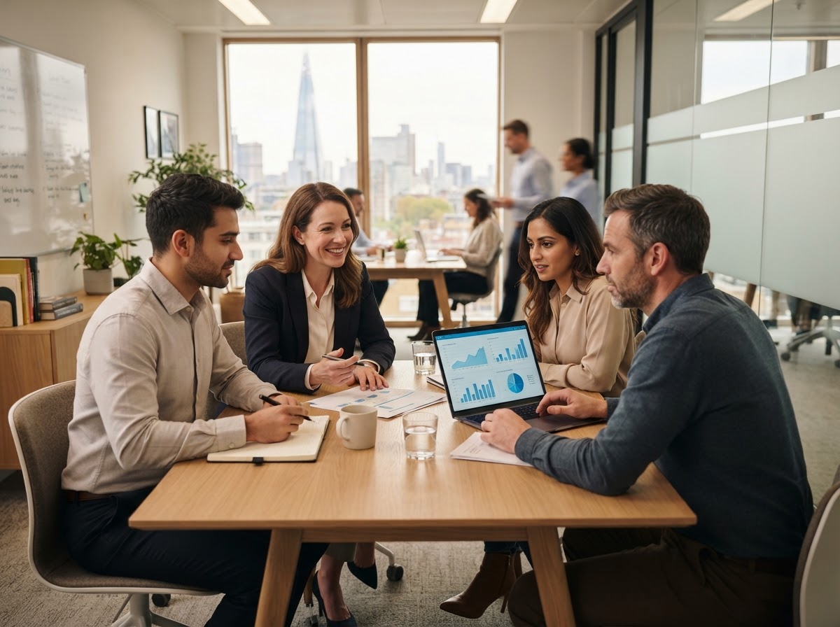 Quantive Capital analysts reviewing AI-generated portfolio recommendations on screen